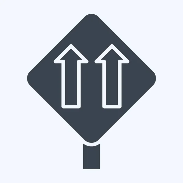 Ikona Ruchu Jedną Stronę Związane Symbolem Znaku Drogowego Styl Glifowy — Wektor stockowy