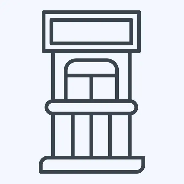 Икона Офис Связано Символом Амурского Парка Стиль Линии Простой Дизайн — стоковый вектор