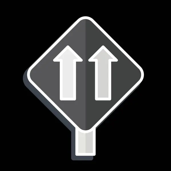 アイコンワン ウェイ トラフィック 道路標識のシンボルに関連しています 光沢のあるスタイル 編集可能なシンプルなデザイン シンプルなイラスト — ストックベクタ
