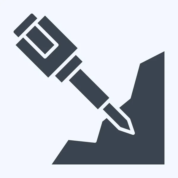 Icône Jackhammer Lié Symbole Minier Style Glyphe Conception Simple Modifiable — Image vectorielle