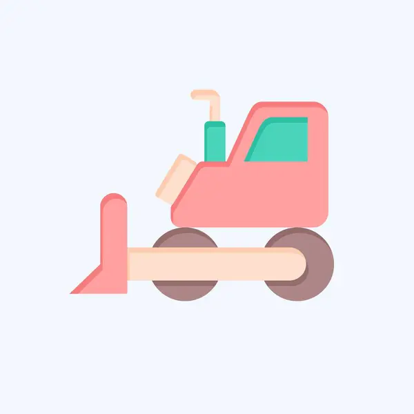 Icon Bulldozer Related Mining Symbol Flat Style Simple Design Editable — Stock Vector