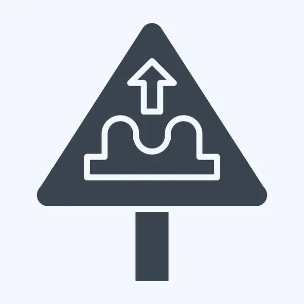 Icône Route Inégale Lié Symbole Signalisation Routière Style Glyphe Conception — Image vectorielle