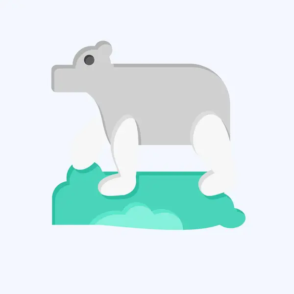 Icono Oso Polar Relacionado Con Símbolo Alaska Estilo Plano Diseño — Vector de stock