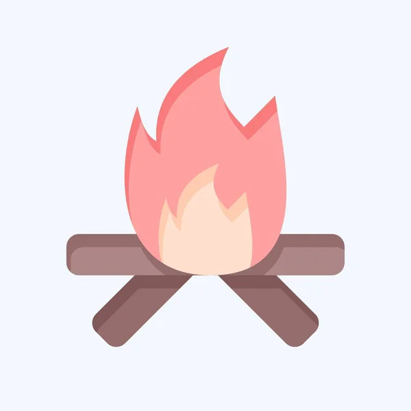 Icon Fire Related American Indigenous Symbol Flat Style Simple Design — Stock Vector