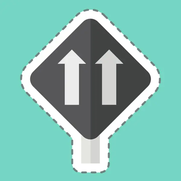 Sticker Line Cut One Way Traffic Inglés Relacionado Con Símbolo — Vector de stock