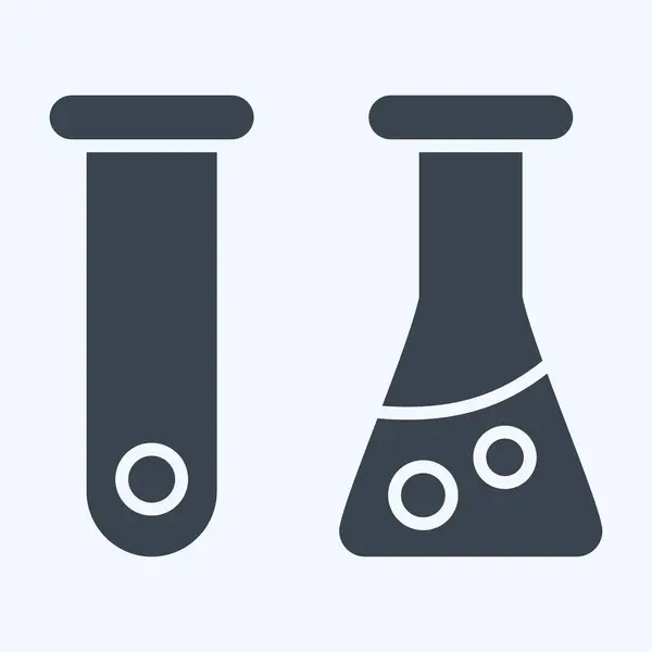 Icône Éprouvette Lié Symbole Biochimie Style Glyphe Conception Simple Modifiable — Image vectorielle