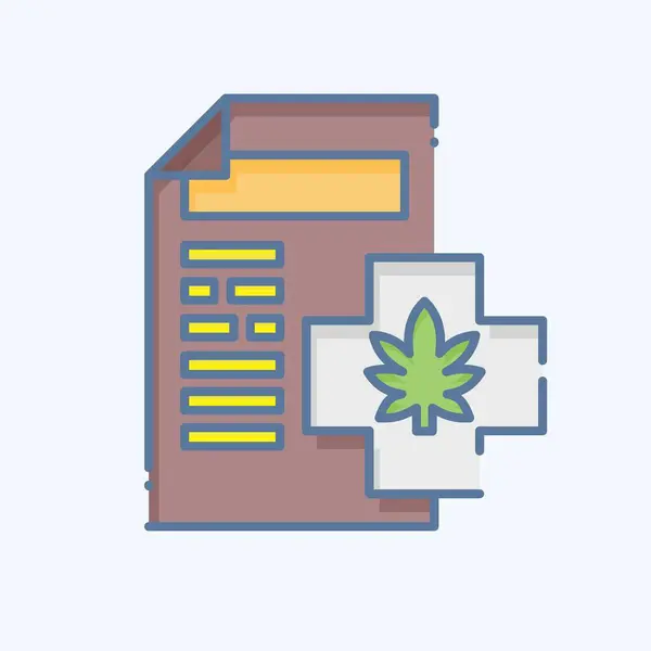 Icoon Cannabis Vergunningen Gerelateerd Aan Cannabis Symbool Doodle Stijl Eenvoudig — Stockvector