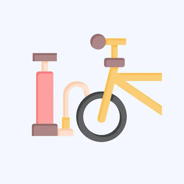Pompe Air Icône Liée Symbole Vélo Style Plat Conception Simple — Image vectorielle