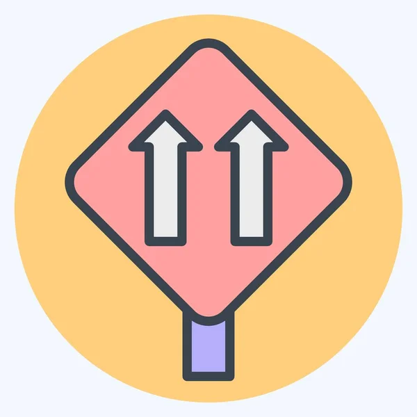 Icône One Way Traffic Lié Symbole Signalisation Routière Couleur Mate — Image vectorielle