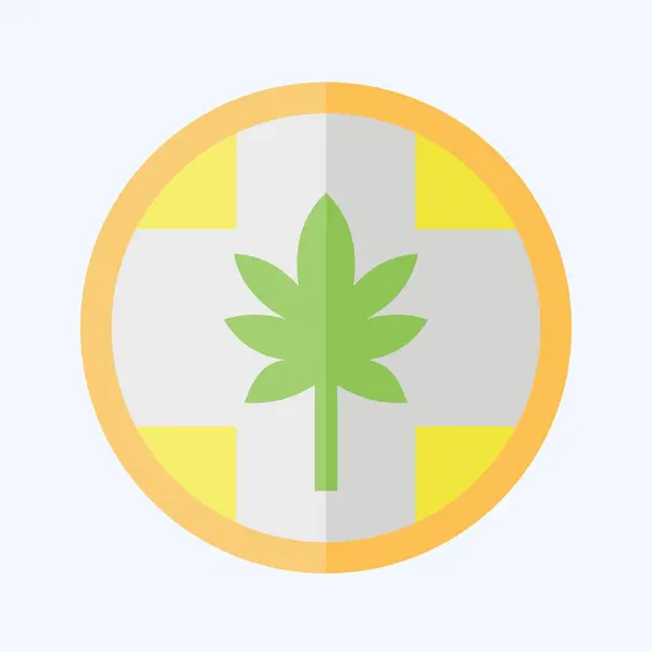 Produkty Icon Label Cannabis Związane Symbolem Marihuany Płaskim Stylu Prosty — Wektor stockowy
