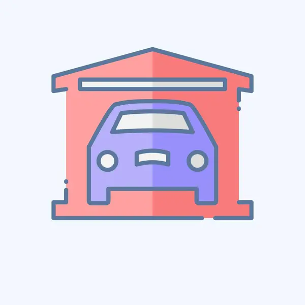 Icona Garage Collegati Auto Simbolo Automobilistico Stile Doodle Design Semplice — Vettoriale Stock