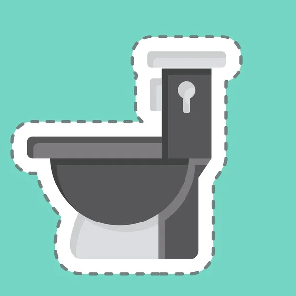 ステッカーラインカットトイレ 建材シンボルに関連する 編集可能なシンプルなデザイン シンプルなイラスト — ストックベクタ