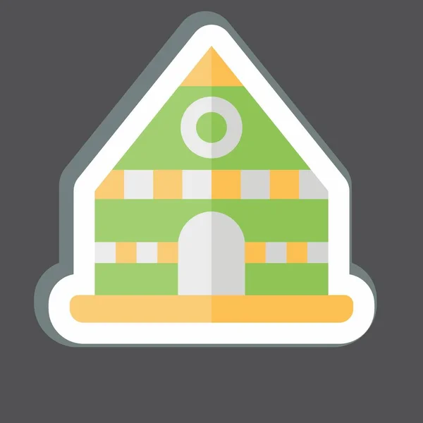 Stiker Tent Terkait Dengan Simbol Pribumi Desain Sederhana Dapat Disunting - Stok Vektor