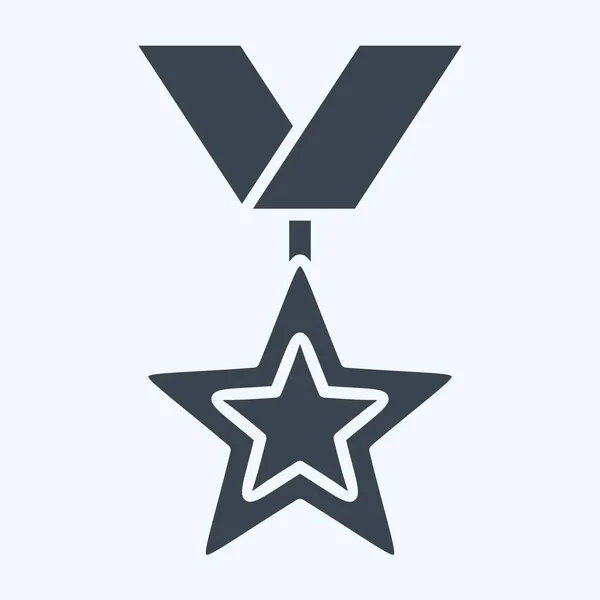 Ikona Medaile Vztahující Symbolu Ocenění Styl Glyfu Jednoduchý Design Upravitelný — Stockový vektor