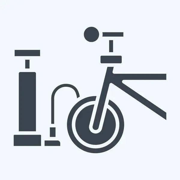 自転車シンボルに関連するアイコンエアポンプ グリフスタイル 編集可能なシンプルなデザイン シンプルなイラスト — ストックベクタ
