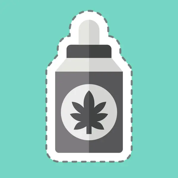 Corte Línea Adhesiva Cannabidiol Cbd Relacionado Con Símbolo Del Cannabis — Vector de stock