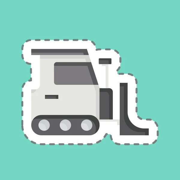 Sticker Lijn Doorgesneden Bulldozer Gerelateerd Aan Bouwmateriaal Symbool Eenvoudig Ontwerp — Stockvector