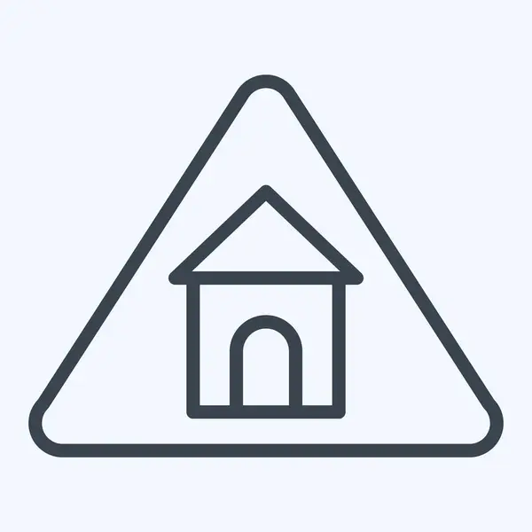 Residenza Delle Icone Relativi Simbolo Del Cartello Stradale Stile Linea — Vettoriale Stock