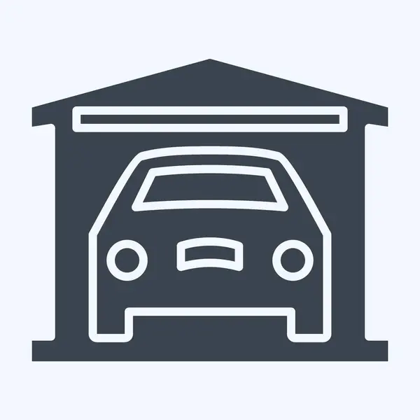 Icono Garaje Relacionado Con Coche Símbolo Automotriz Estilo Glifo Diseño — Vector de stock