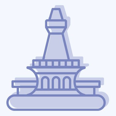 İkon Cakarta. Başkent sembolüyle ilgili. İki ton stili. Basit dizayn edilebilir. Basit resimleme