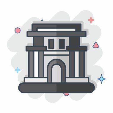 İkon Pyongyang. Başkent sembolüyle ilgili. Çizgi roman. Basit dizayn edilebilir. Basit resimleme