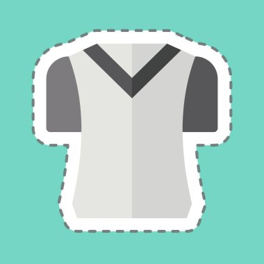 Etiket şeridi tişörtleri kesti. Kamp sembolüyle ilgili. Basit dizayn edilebilir. Basit resimleme