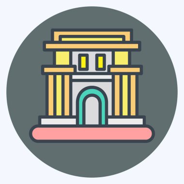 İkon Pyongyang. Başkent sembolüyle ilgili. renk arkadaşı stili. Basit dizayn edilebilir. Basit resimleme