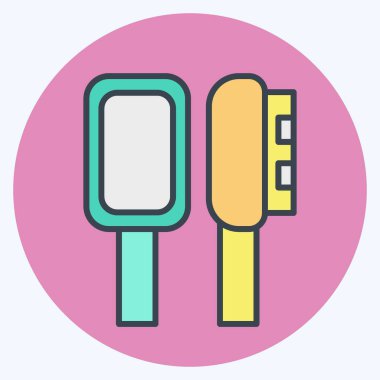 Simge saç fırçası. Banyo sembolüyle ilgili. renk arkadaşı stili. Basit dizayn edilebilir. Basit resimleme