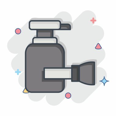 Tıraş kremi. Banyo sembolüyle ilgili. Çizgi roman. Basit dizayn edilebilir. Basit resimleme