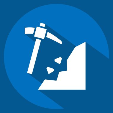 Simge Madenciliği. Madencilik sembolüyle ilgili. Uzun gölge tarzı. Basit dizayn edilebilir. Basit resimleme