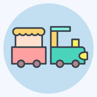 Simge Treni. Lunapark sembolüyle ilgili. renk arkadaşı stili. Basit dizayn edilebilir. Basit resimleme