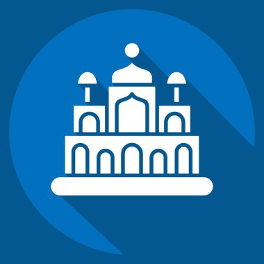 Yeni Delhi ikonu. Başkent sembolüyle ilgili. Uzun gölge tarzı. Basit dizayn edilebilir. Basit resimleme