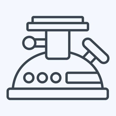 Icon Sobası ve... Kamp sembolüyle ilgili. Sıra tarzı. Basit dizayn edilebilir. Basit resimleme