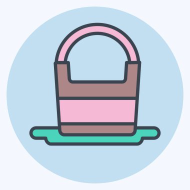 Simge Su Kovası. Kamp sembolüyle ilgili. renk arkadaşı stili. Basit dizayn edilebilir. Basit resimleme