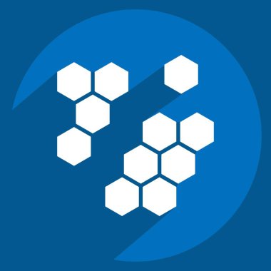 Simge moleküler. Biyokimya sembolüyle ilgili. Uzun gölge tarzı. Basit dizayn edilebilir. Basit resimleme