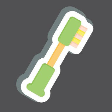 Etiketli diş fırçası. Banyo sembolüyle ilgili. Basit dizayn edilebilir. Basit resimleme