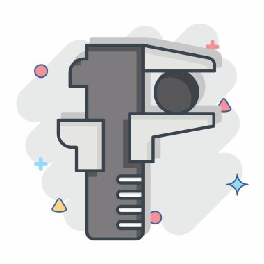 Simge Kaliper. Bina materyali sembolüyle ilgili. Çizgi roman. Basit dizayn edilebilir. Basit resimleme