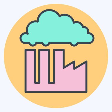 Simge Hava Kirliliği. İklim Değişikliği sembolüyle ilgili. renk arkadaşı stili. Basit dizayn edilebilir. Basit resimleme