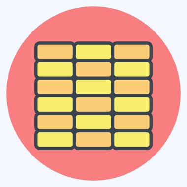 Simge Duvarı. Bina materyali sembolüyle ilgili. renk arkadaşı stili. Basit dizayn edilebilir. Basit resimleme