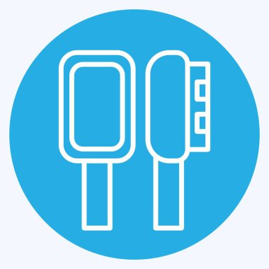 Simge saç fırçası. Banyo sembolüyle ilgili. Mavi gözlü. Basit dizayn edilebilir. Basit resimleme