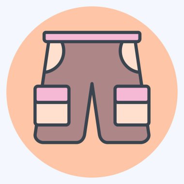 Simge Şortlar. Kamp sembolüyle ilgili. renk arkadaşı stili. Basit dizayn edilebilir. Basit resimleme