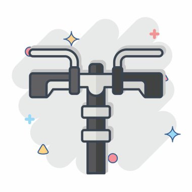 Bisiklet sembolüyle ilgili simge tutuşu. Çizgi roman. Basit dizayn edilebilir. Basit resimleme