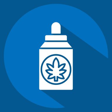 Simge Cannabidiol (CBD). Kenevir sembolüyle ilgili. Uzun gölge tarzı. Basit dizayn edilebilir. Basit resimleme