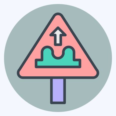 Icon Uneven Yolu. Yol İşareti sembolüyle ilgili. renk arkadaşı stili. Basit dizayn edilebilir. Basit resimleme