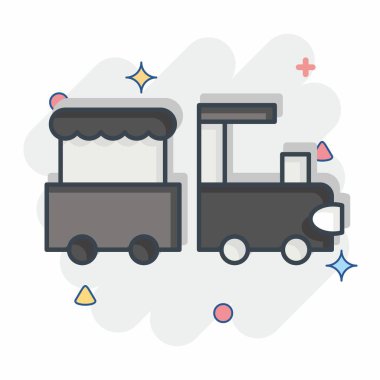 Simge Treni. Lunapark sembolüyle ilgili. Çizgi roman. Basit dizayn edilebilir. Basit resimleme