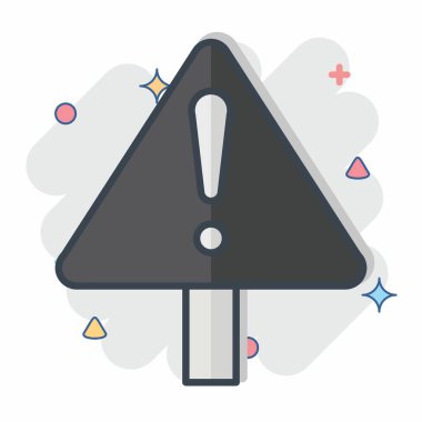 Simge Yolu Çalışması. Yol İşareti sembolüyle ilgili. Çizgi roman. Basit dizayn edilebilir. Basit resimleme