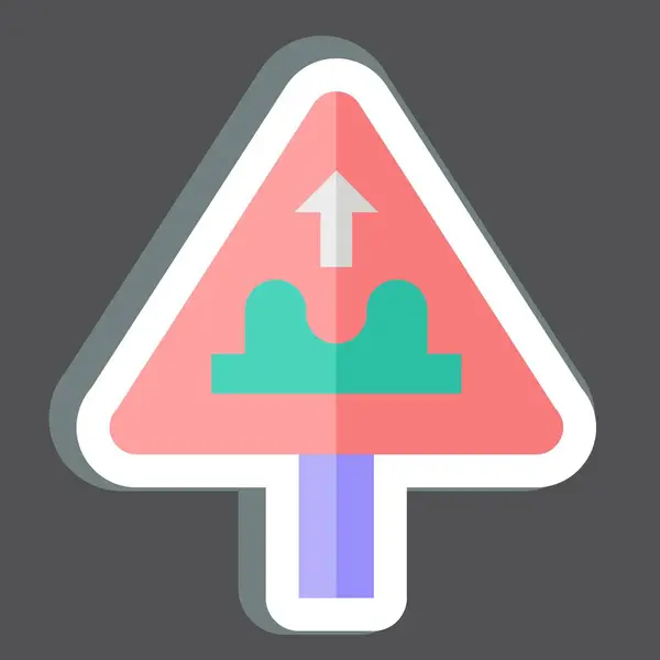 Autocollant Route Inégale Lié Symbole Signalisation Routière Conception Simple Modifiable — Image vectorielle
