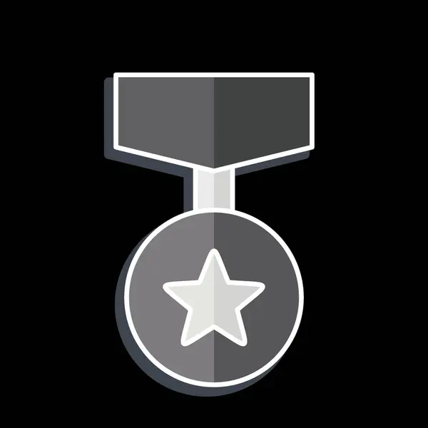 Icoon Badge Gerelateerd Aan Award Symbool Glanzende Stijl Eenvoudig Ontwerp — Stockvector