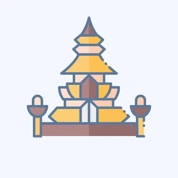 Ikona King Norodom Stupa Související Symbolem Kambodže Stylu Čmáranice Jednoduchý — Stockový vektor