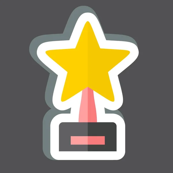 Sticker Trophy Που Σχετίζονται Σύμβολο Του Βραβείου Απλό Σχεδιασμό Επεξεργάσιμο — Διανυσματικό Αρχείο